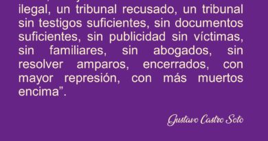Gustavo Castro también denuncia la farsa del primer juicio. Gustavo Castro también denuncia la farsa del primer juicio.