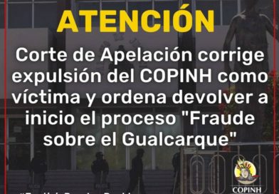 Corte de Apelaciones confirma que proceso en el caso: “Fraude Sobre el Gualcarque” es nulo desde que el COPINH fue expulsado como víctima Corte de Apelaciones confirma que proceso en el caso: “Fraude Sobre el Gualcarque” es nulo desde que el COPINH fue expulsado como víctima