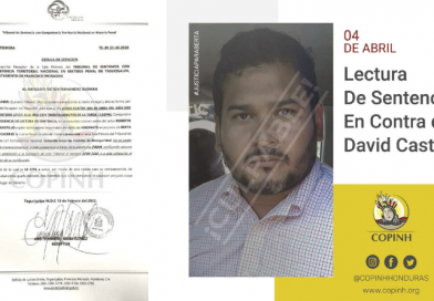 Lectura de Sentencia de caso en Contra de David Castillo el 04 de abril de 2022.