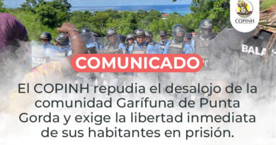 <strong>Comunicado: El COPINH repudia el desalojo de la comunidad Garífuna de Punta Gorda y exige la libertad inmediata de sus habitantes en prisión.</strong>