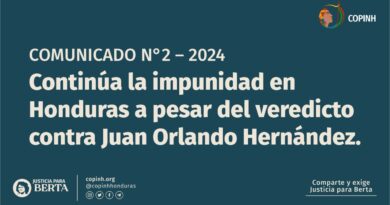 Comunicado: Continúa la impunidad en Honduras a pesar del veredicto contra Juan Orlando Hernández.