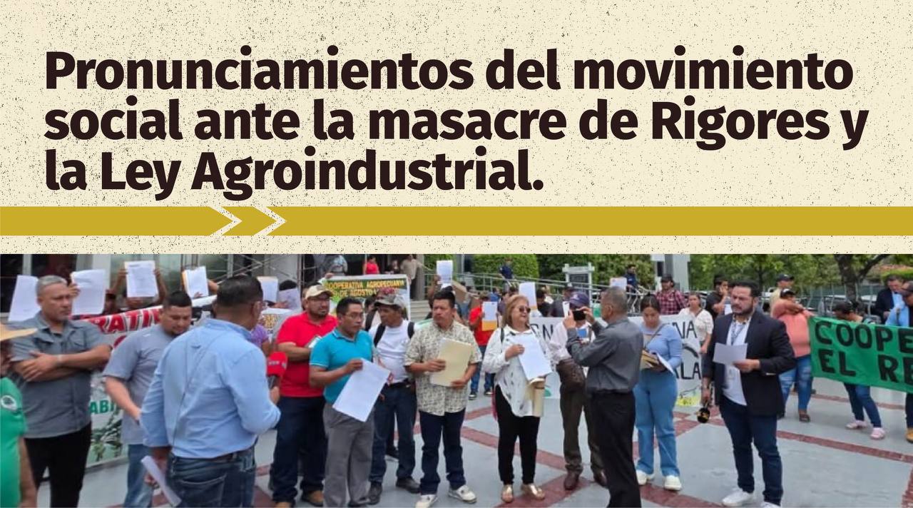 Pronunciamientos del movimiento social ante la masacre de Rigores y la Ley Agroindustrial.