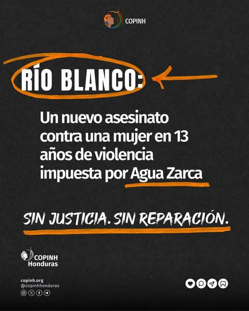 Denunciamos que, hace unos días, fue asesinada una mujer de la comunidad de Río Blanco.