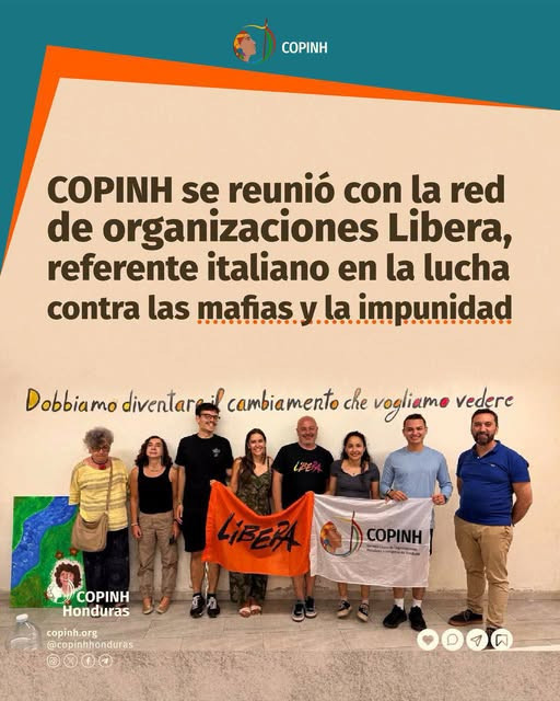 COPINH se reunió con Libera en Italia